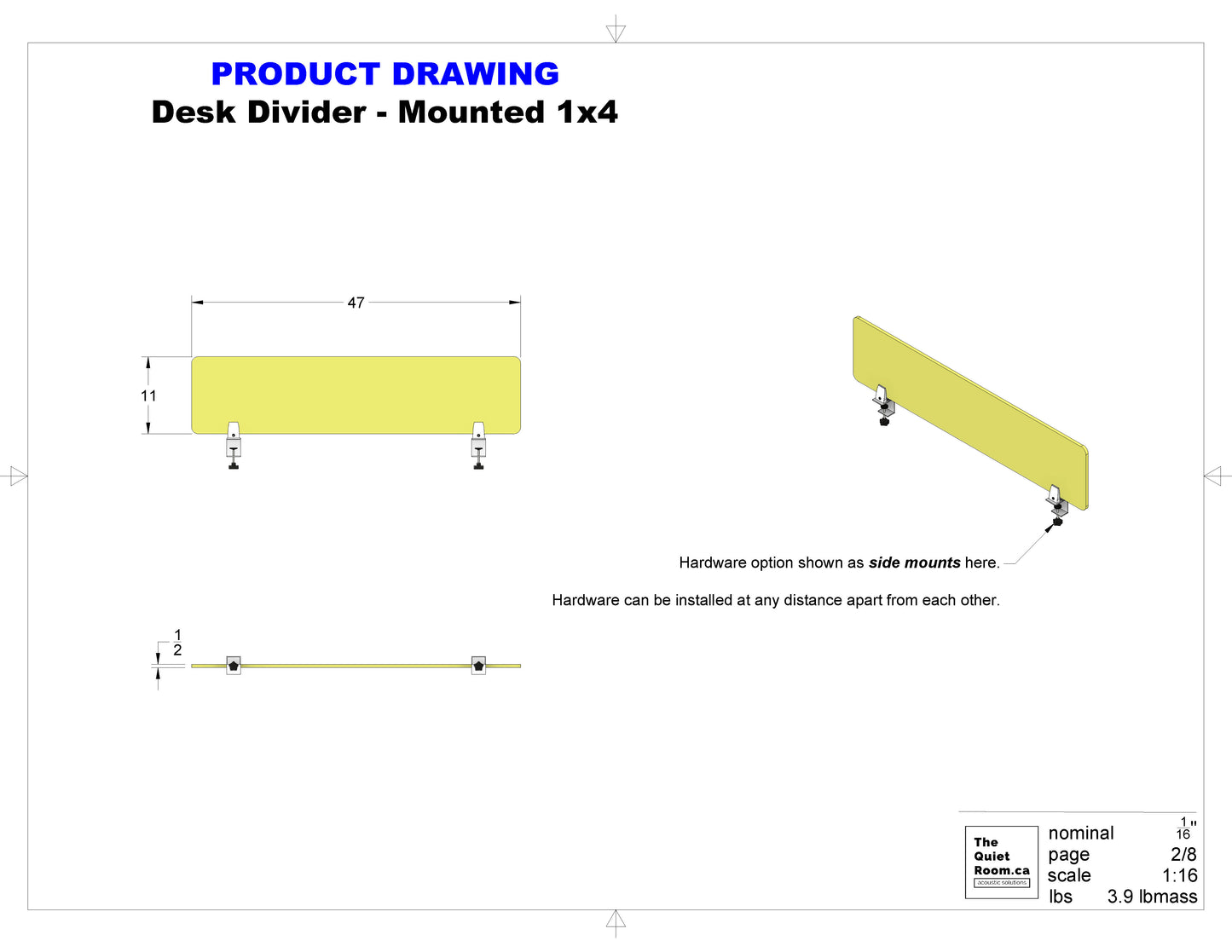 Acoustic Desk Divider Pack - Mounted 1x4