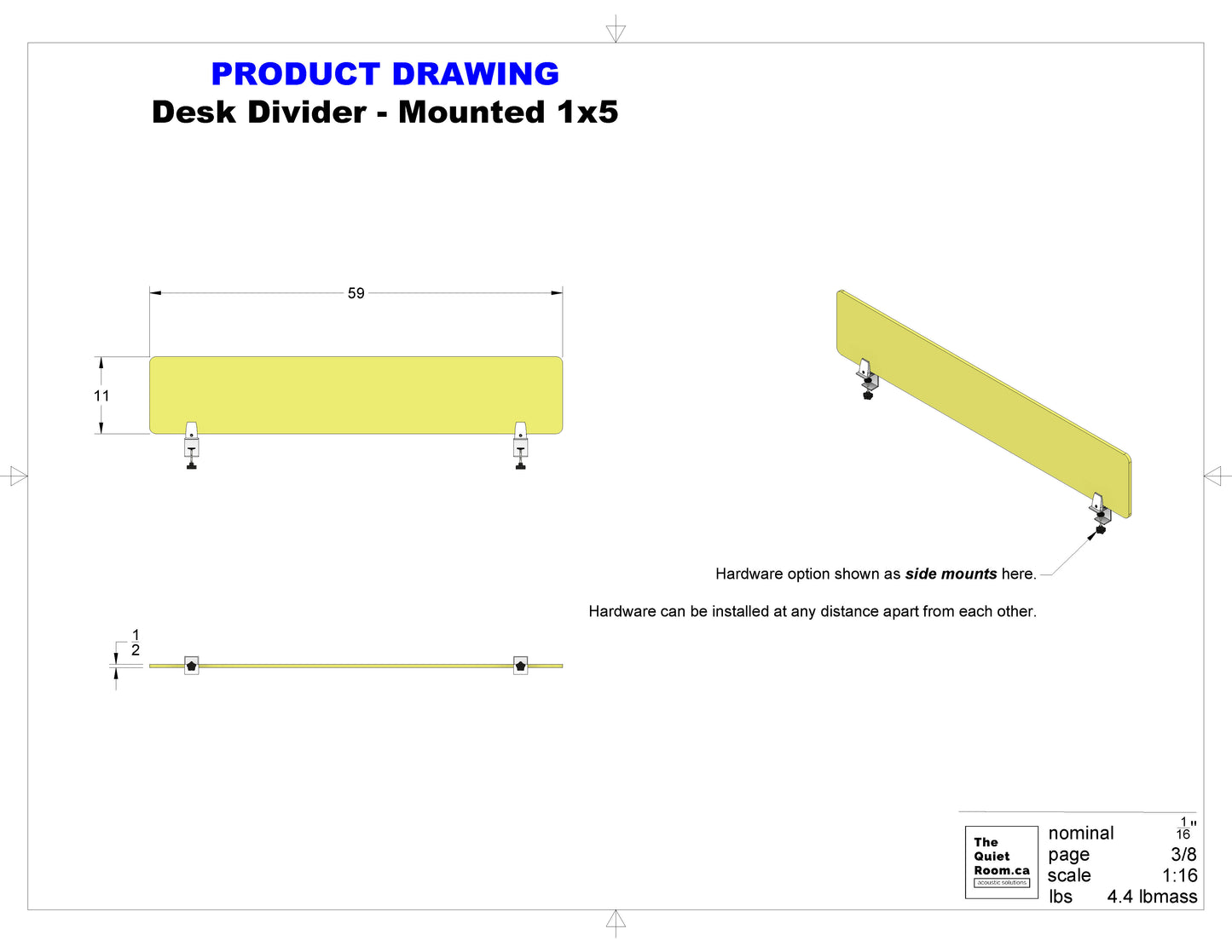 Acoustic Desk Divider Pack - Mounted 1x5
