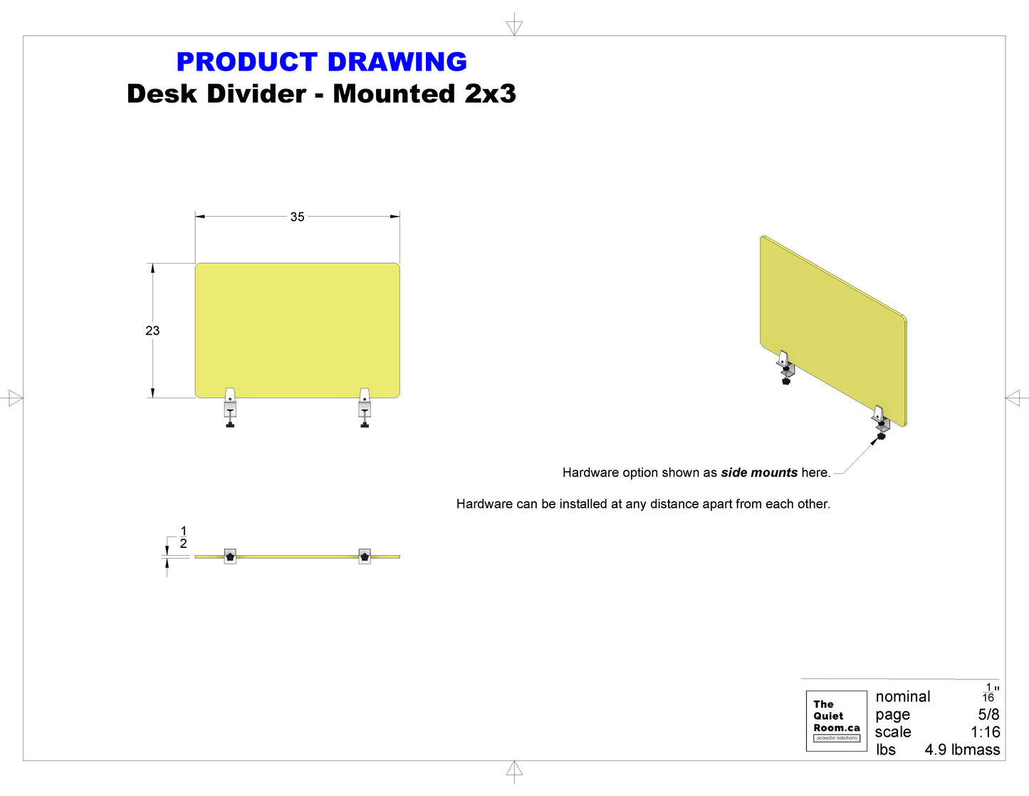 Acoustic Desk Divider Pack - Mounted 2x3
