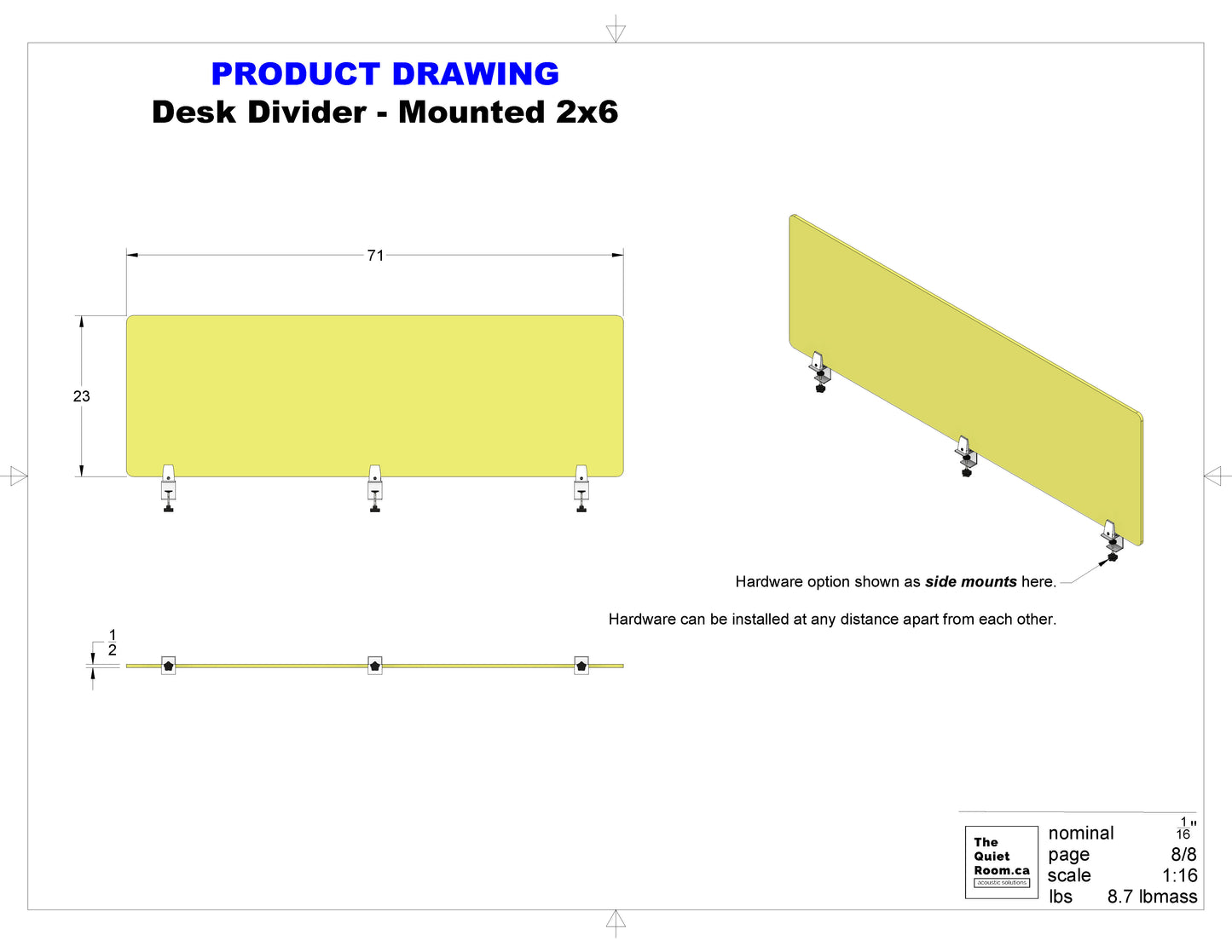 Acoustic Desk Divider Pack - Mounted 2x6