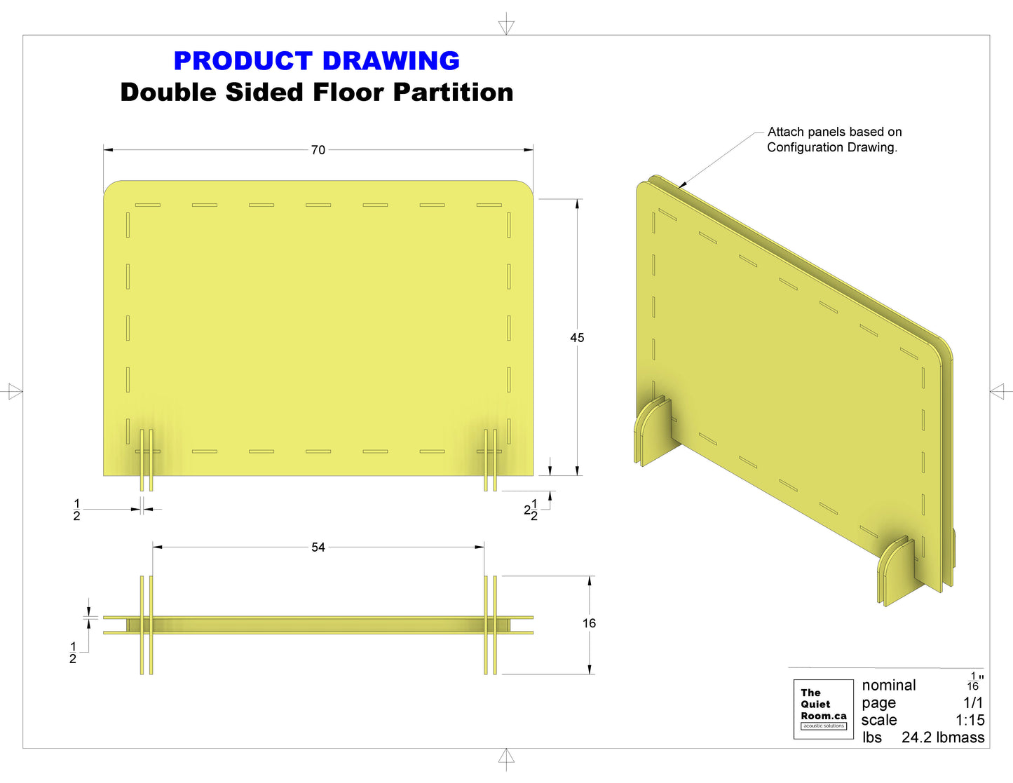 Acoustic Floor Partition - Double Sided