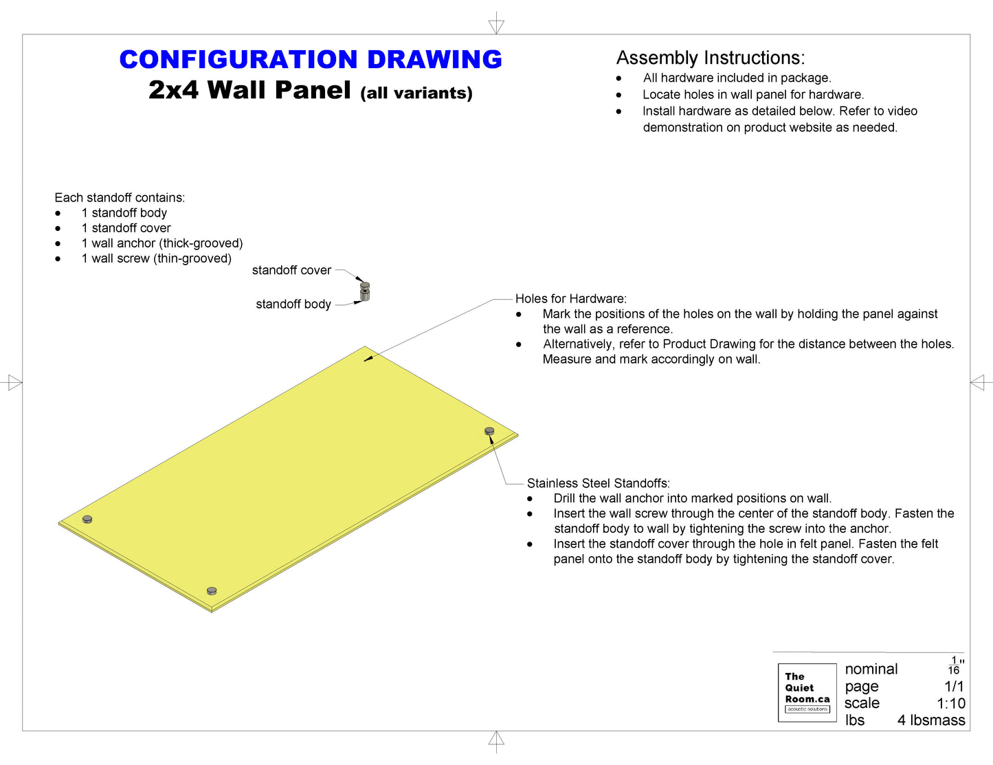 2x4 Acoustic Wall Panel - Standard