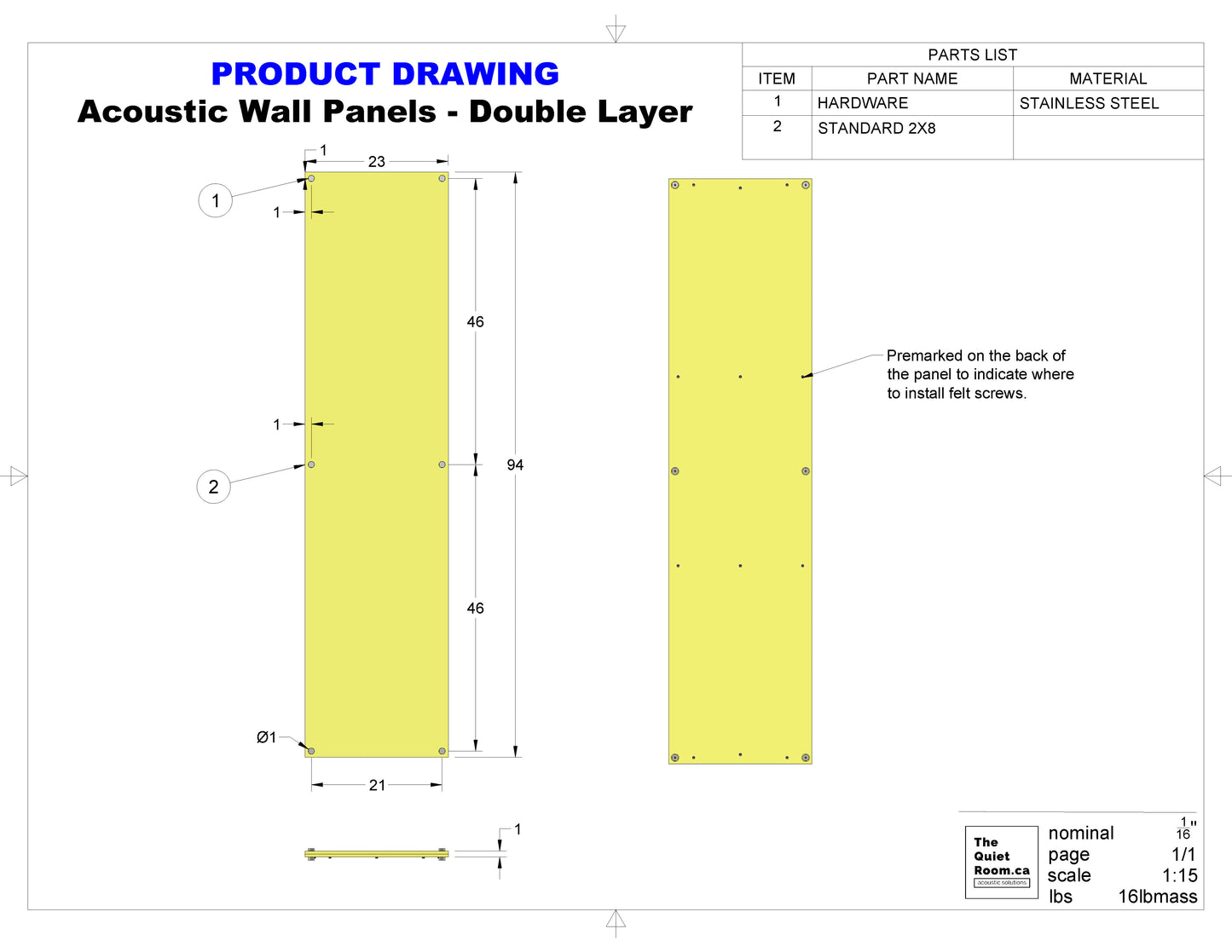 2x8 Acoustic Wall Panel - Squares in Circles