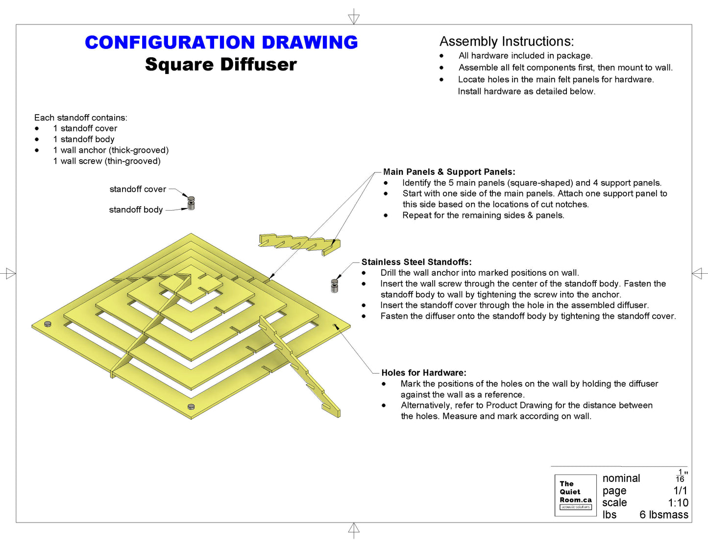 Acoustic 3D Wall Panel - Square Diffuser