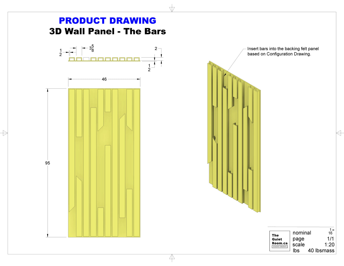 Acoustic 3D Wall Panel - The Bars