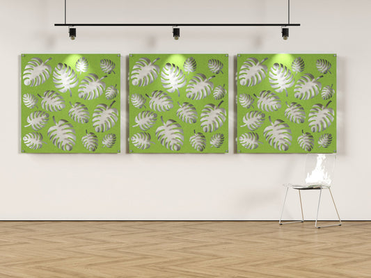 Acoustic felt wall panels - 4x4 - Tropical - room view render