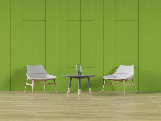 Acoustic felt wall coverings 4'x8' - beveled rectangles - room view render