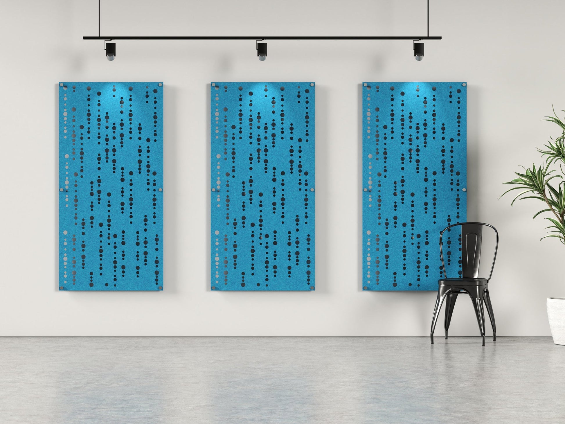 Acoustic felt wall panels with standoffs - 4x8 - Bubbles - room view render