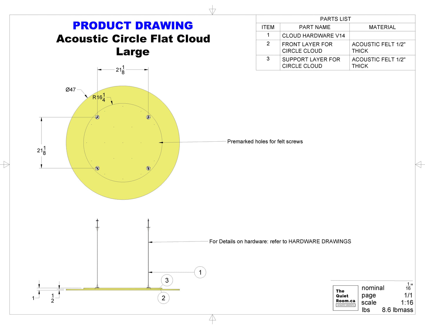 Acoustic Geometric Cloud - Large Circle 47"