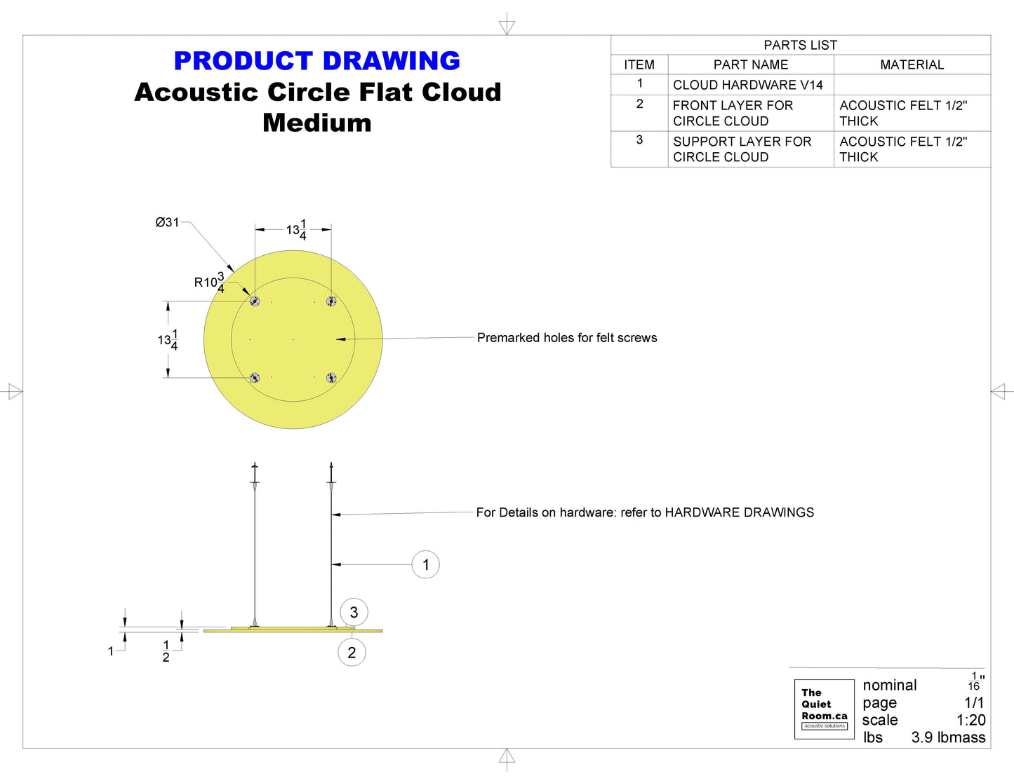 Acoustic Geometric Cloud - Medium Circle 31"