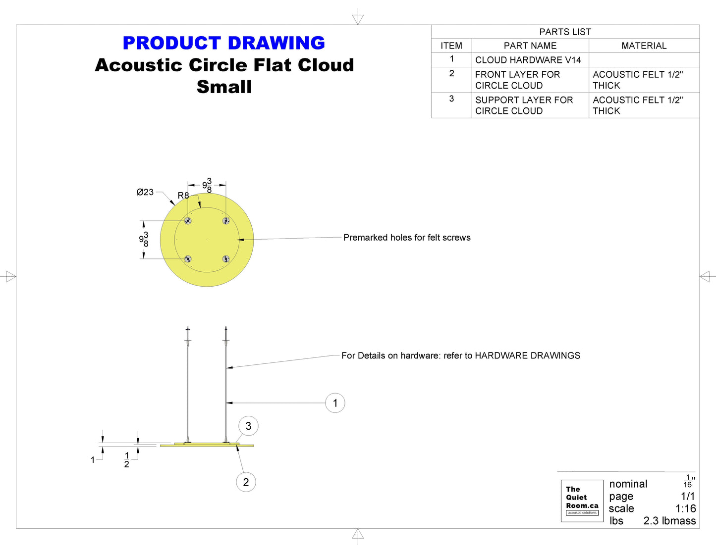 Acoustic Geometric Cloud - Small Circle 23"