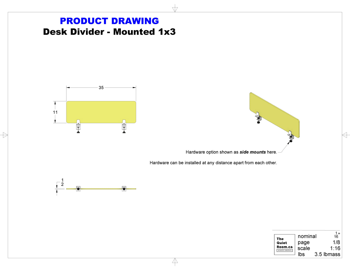 Acoustic Desk Divider Pack - Mounted 1x3