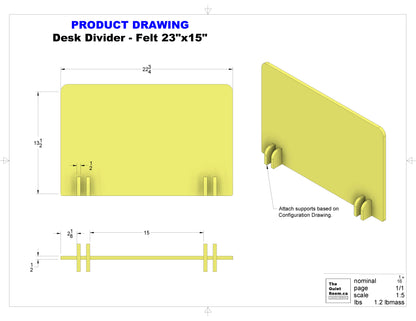 Acoustic Desk Divider Pack - Felt 23"x15"