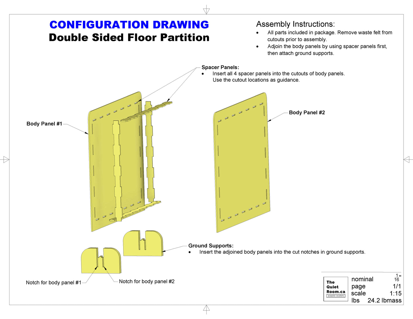 Acoustic Floor Partition - Double Sided