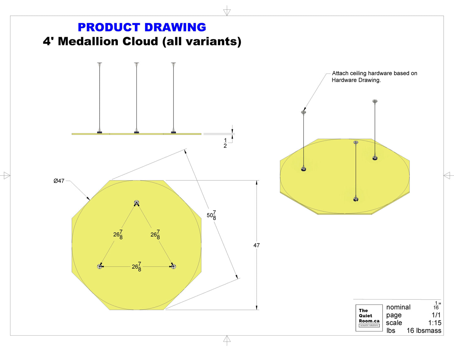 Acoustic Medallion Ceiling Cloud - Light Speed