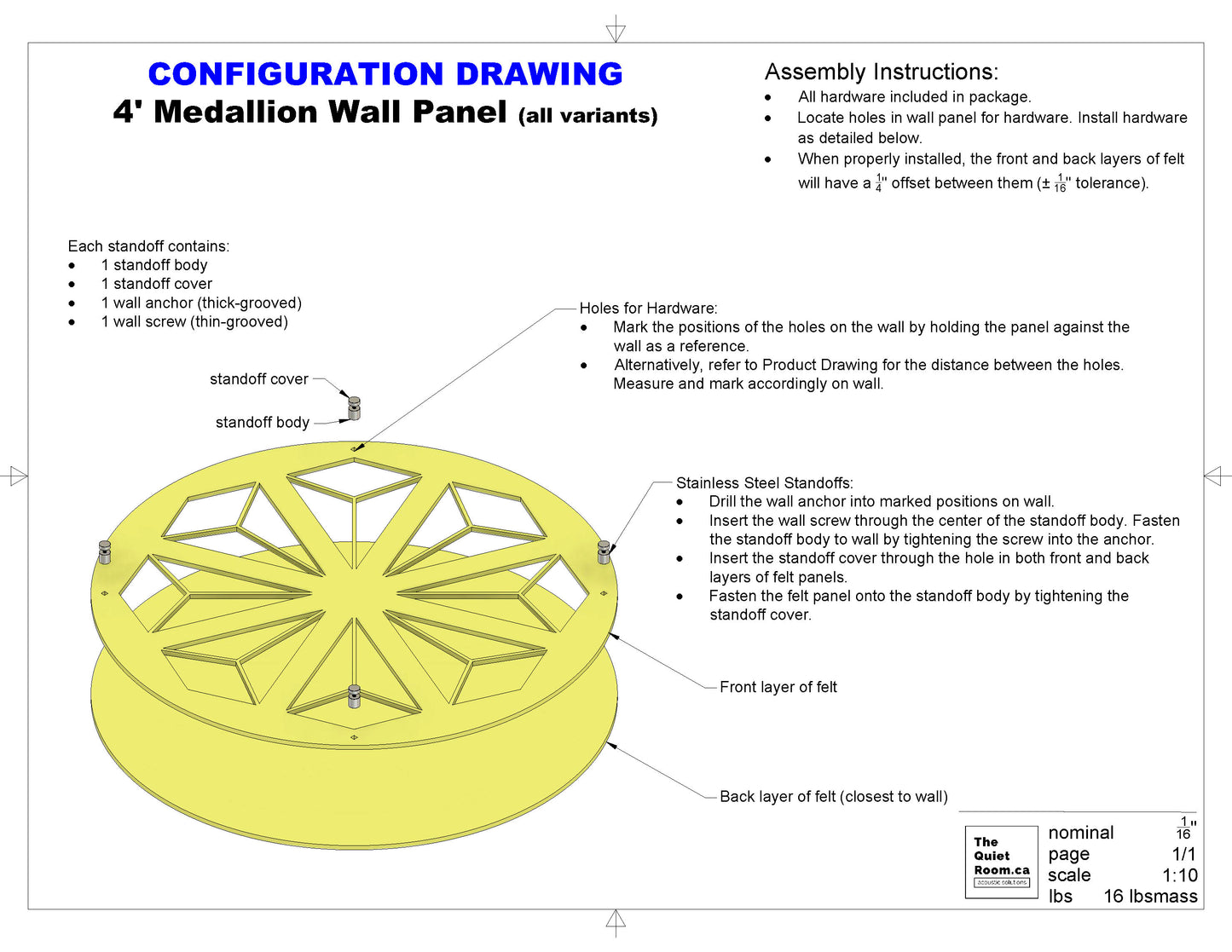 Acoustic Medallion Wall Panel - Achtung