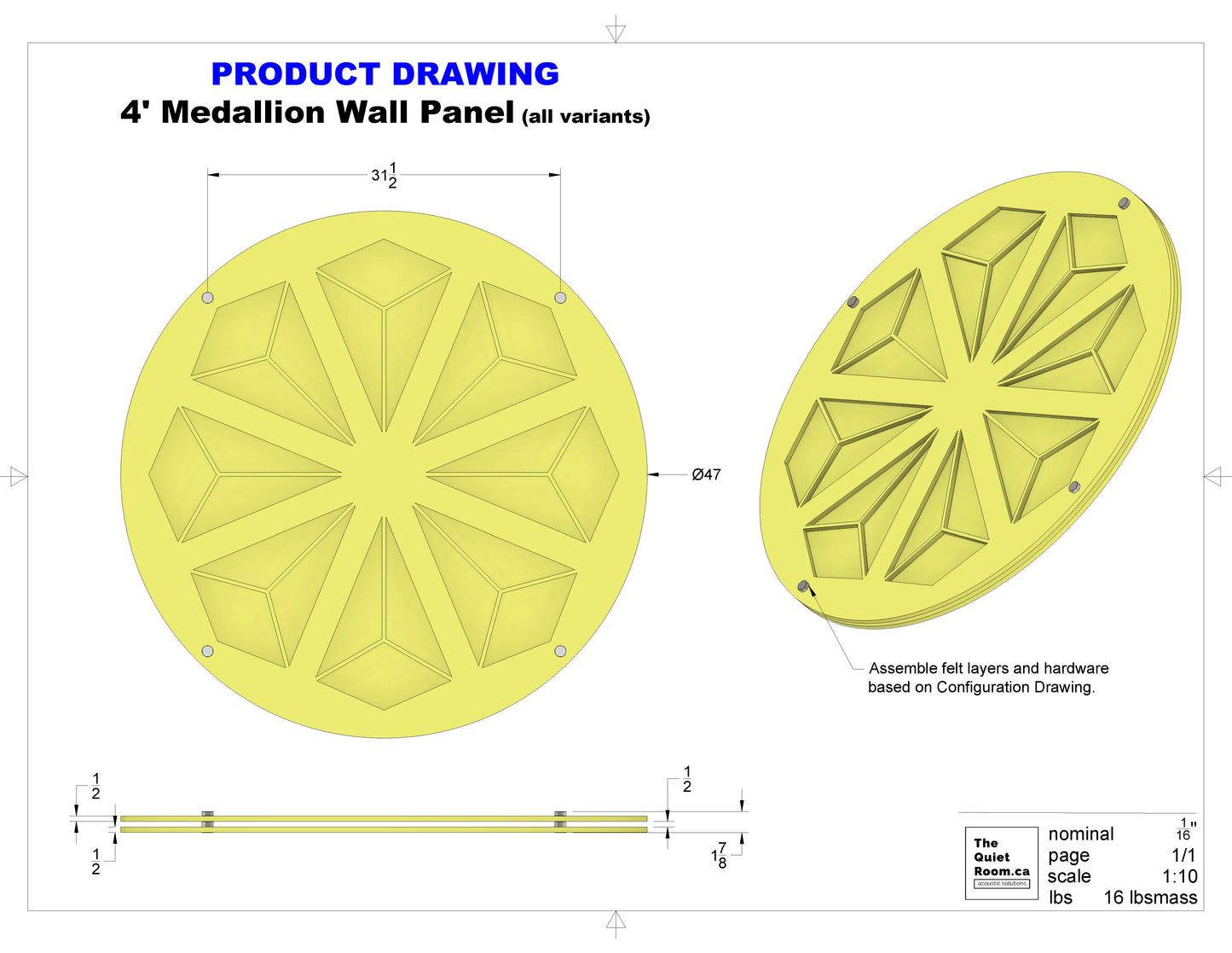 Acoustic Medallion Wall Panel - Achtung