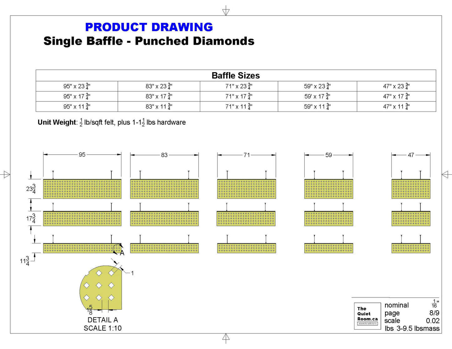 Acoustic Single Baffle - Punched Diamonds