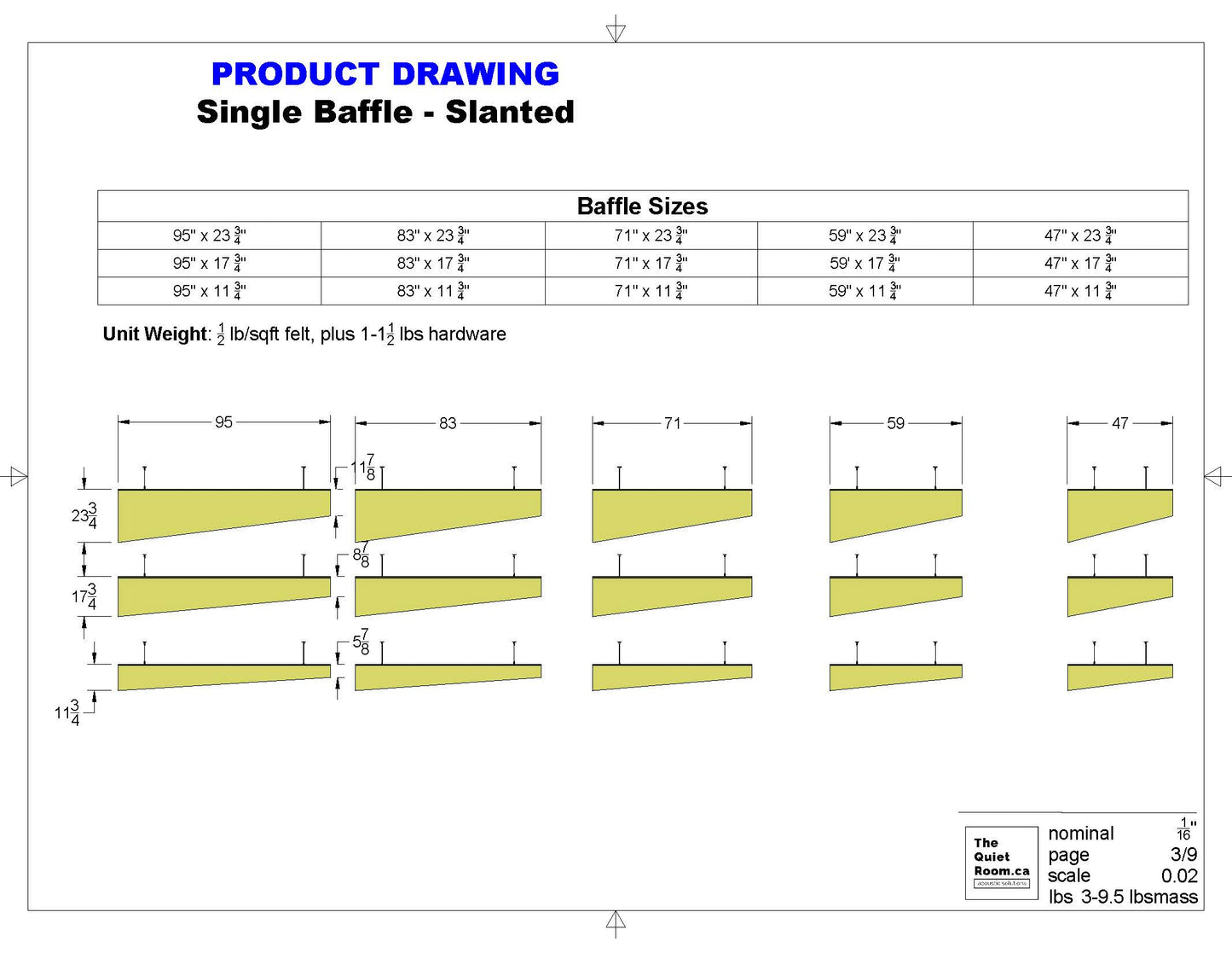 Acoustic Single Baffle - Slanted