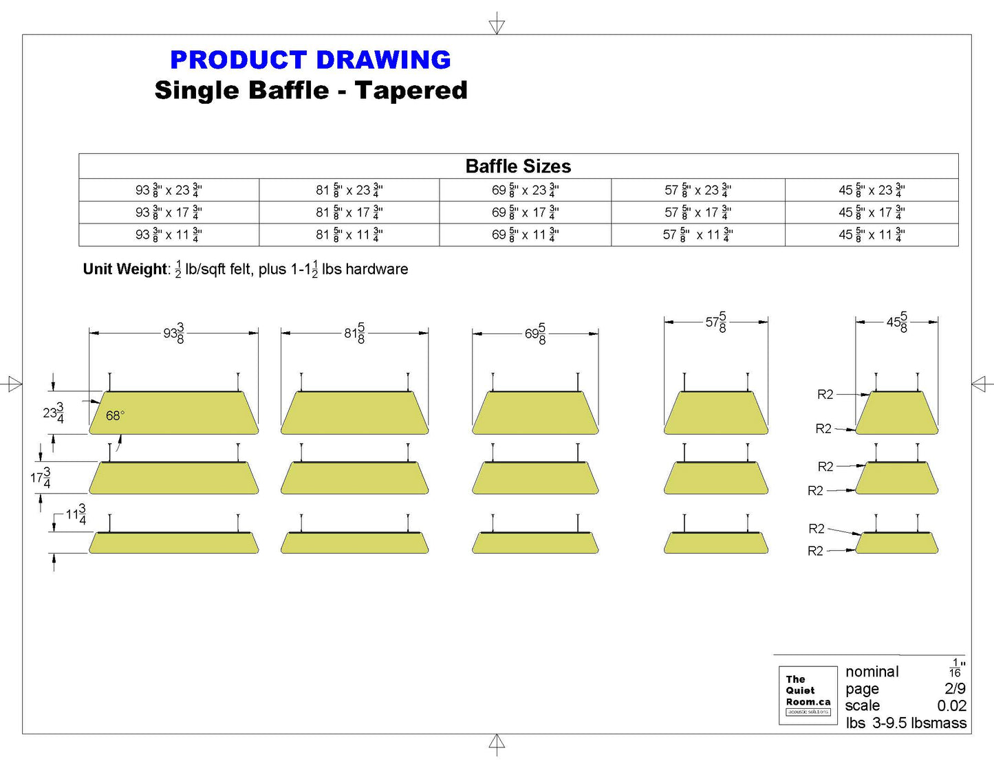 Acoustic Single Baffle - Tapered