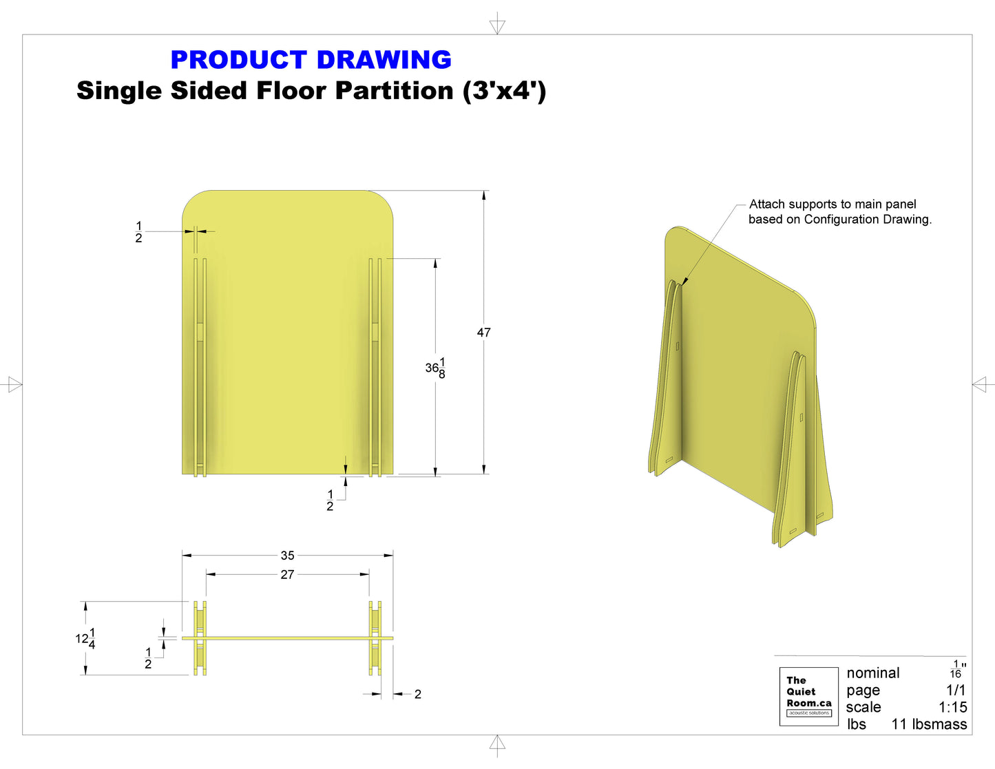 Acoustic Floor Partition - Single Sided