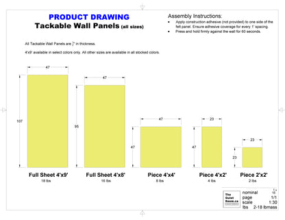 Acoustic 4x4 Tackable Wall Panel